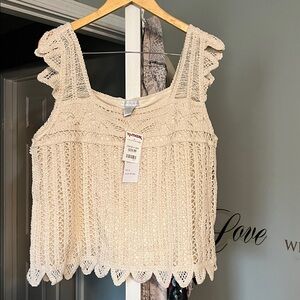 Cream Crochet Sleeveless Top